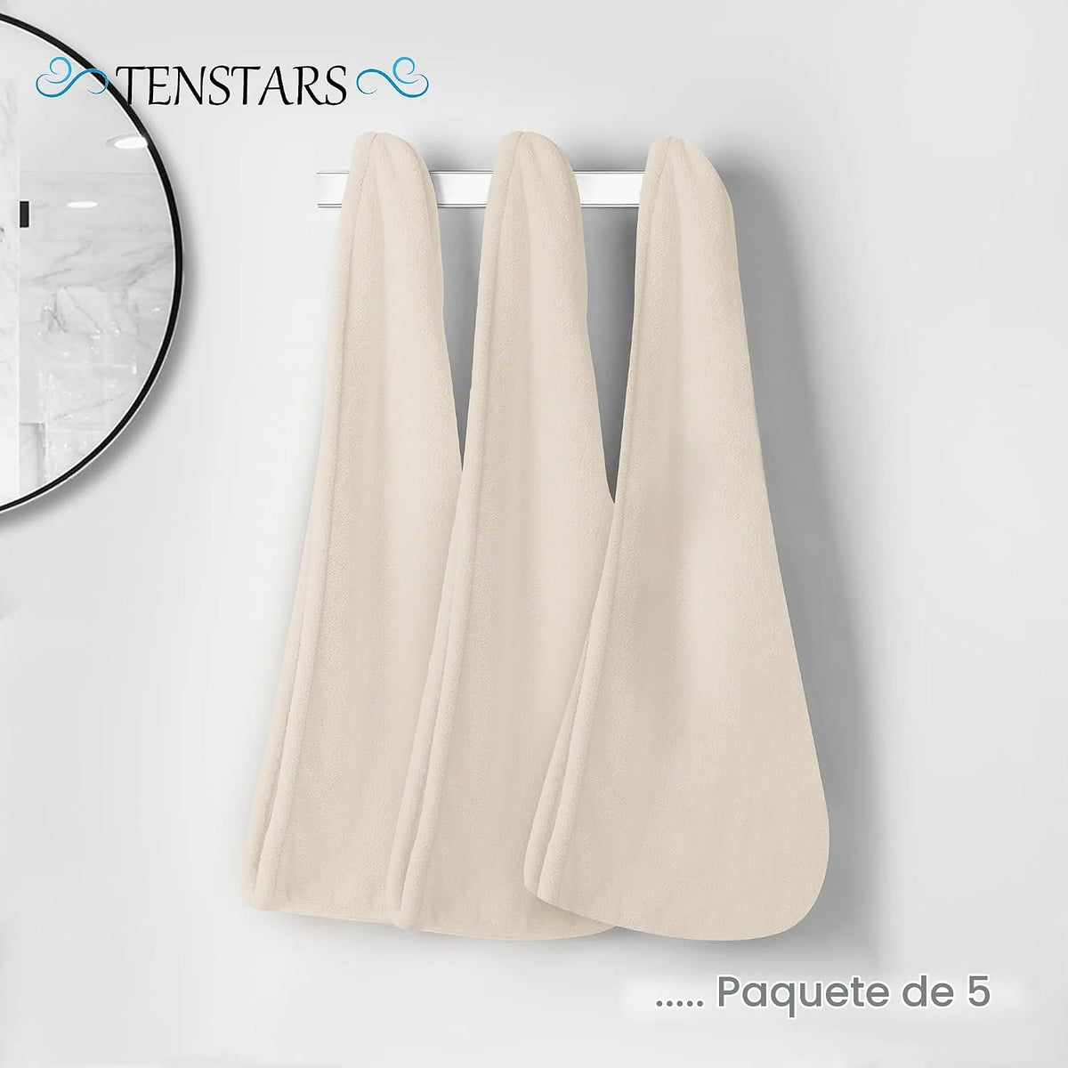 TENSTARS - Toalla de pelo para todo tipo de cabello, paquete de 5 t...