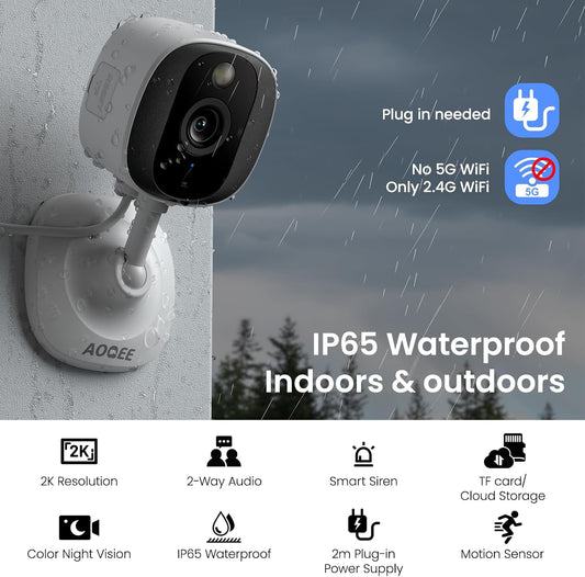 AOQEE Cámaras 2K para Seguridad del Hogar - Cámara para Exteriores\...