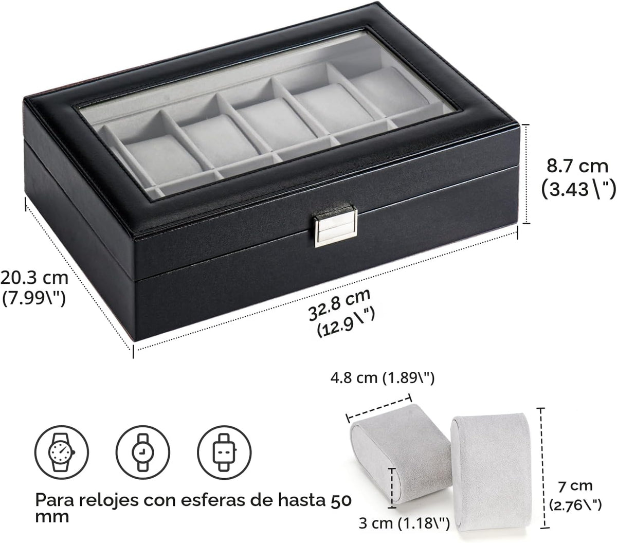 ProCase Organizador de caja de reloj, vitrina de 12 ranuras para re...