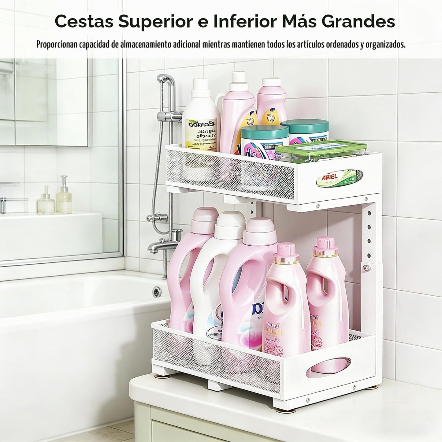 Paquete de 2 organizadores para debajo del fregadero, organizador d...