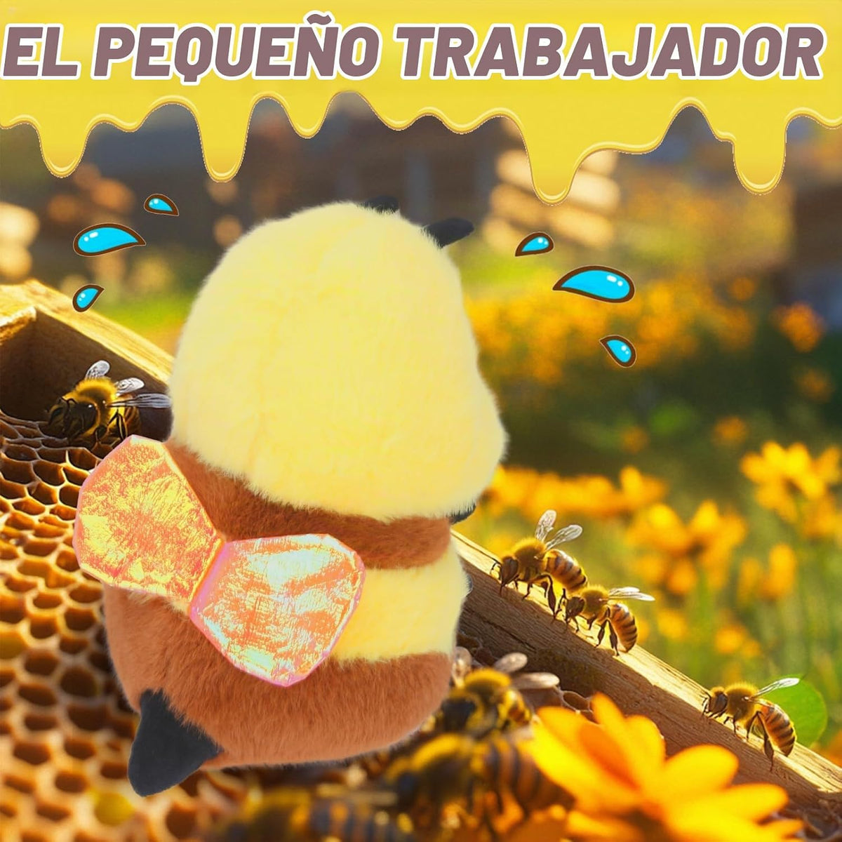 RHHSSE Peluche de abeja sonriente gordita, juguete de peluche suave...