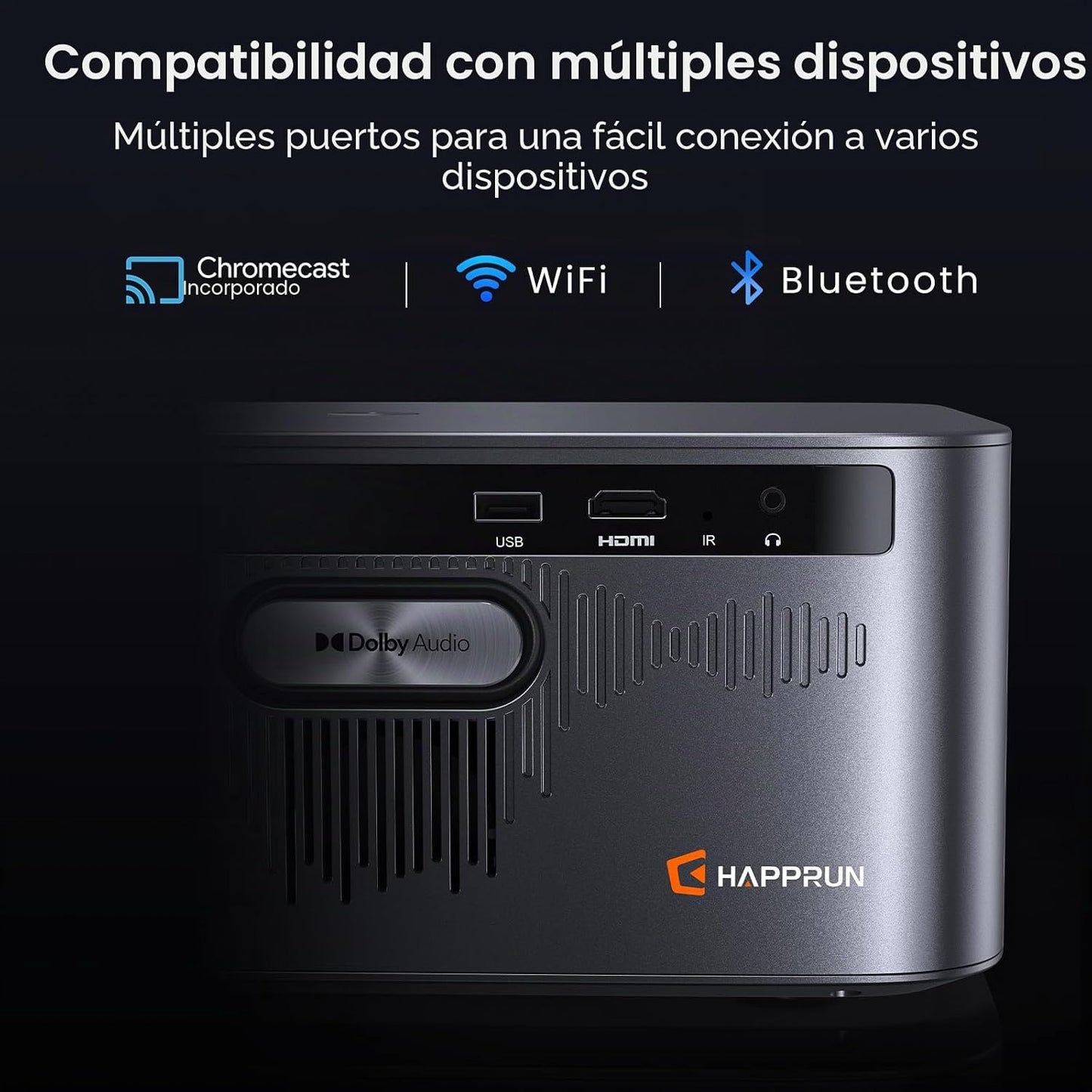 HAPPRUN Proyector para exteriores de 3000 lúmenes ANSI con Google T...
