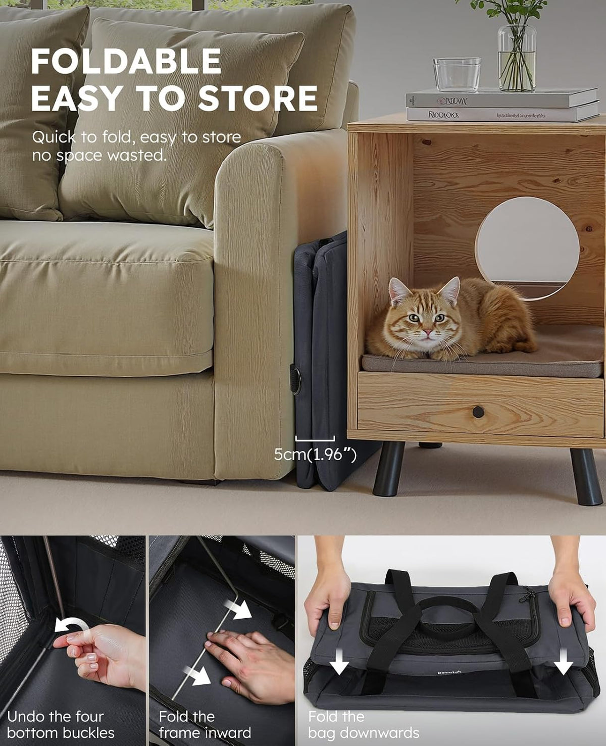 Pecute Transportador estable para gatos, transportador de mascotas...