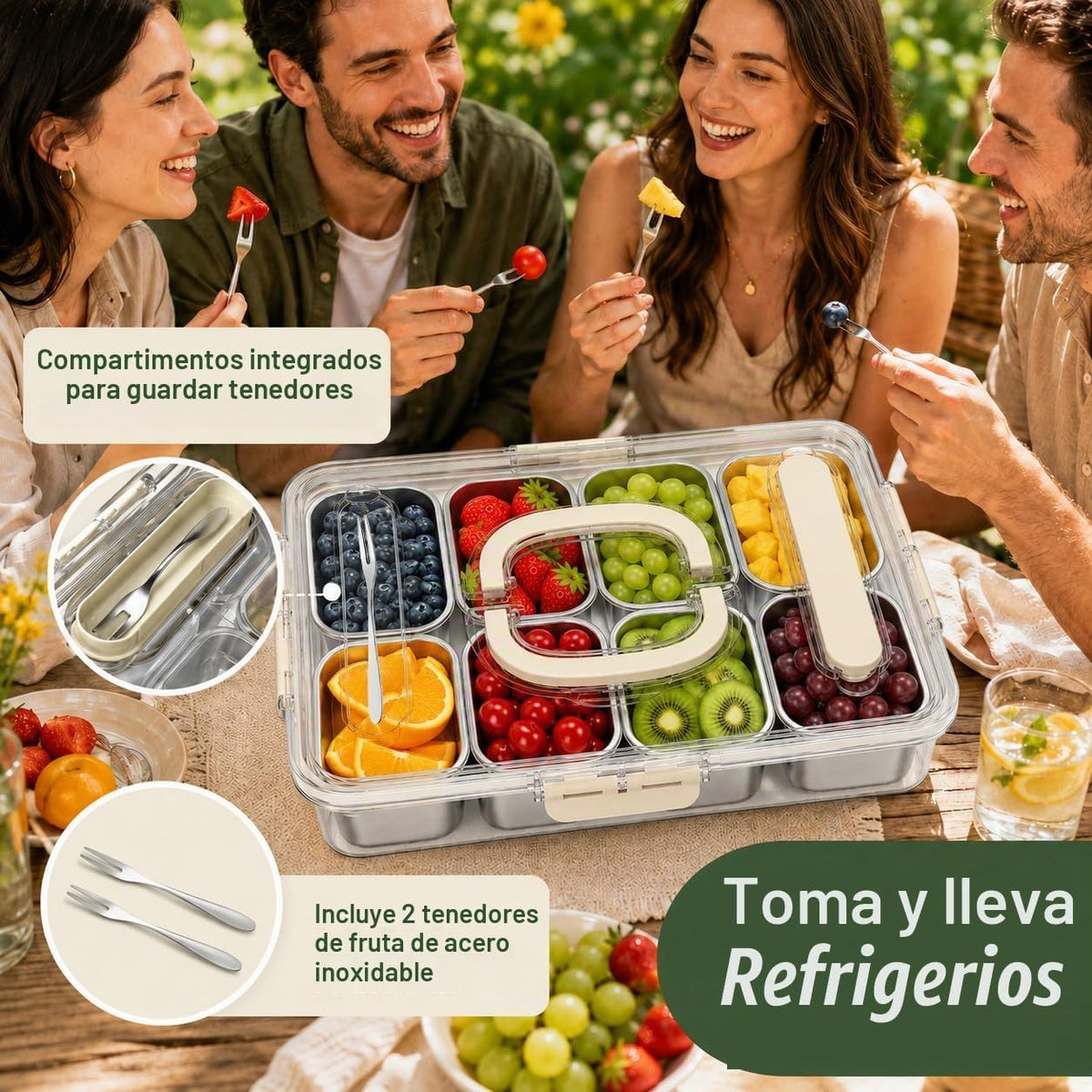 Ankou Contenedor de caja de aperitivos, bandeja de servir dividida...