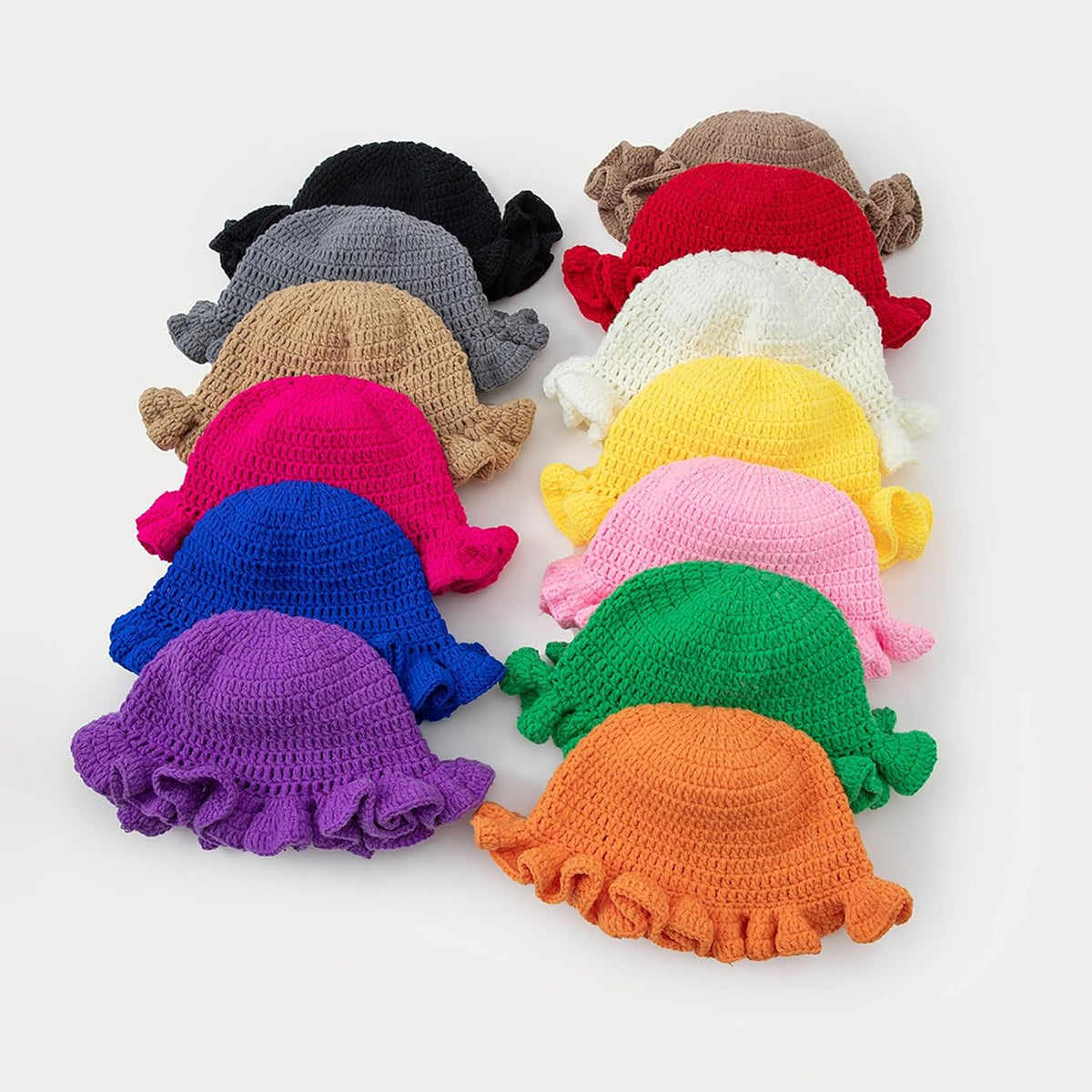 yolrdiw Sombrero de pescador de ganchillo bohemio con volantes para...