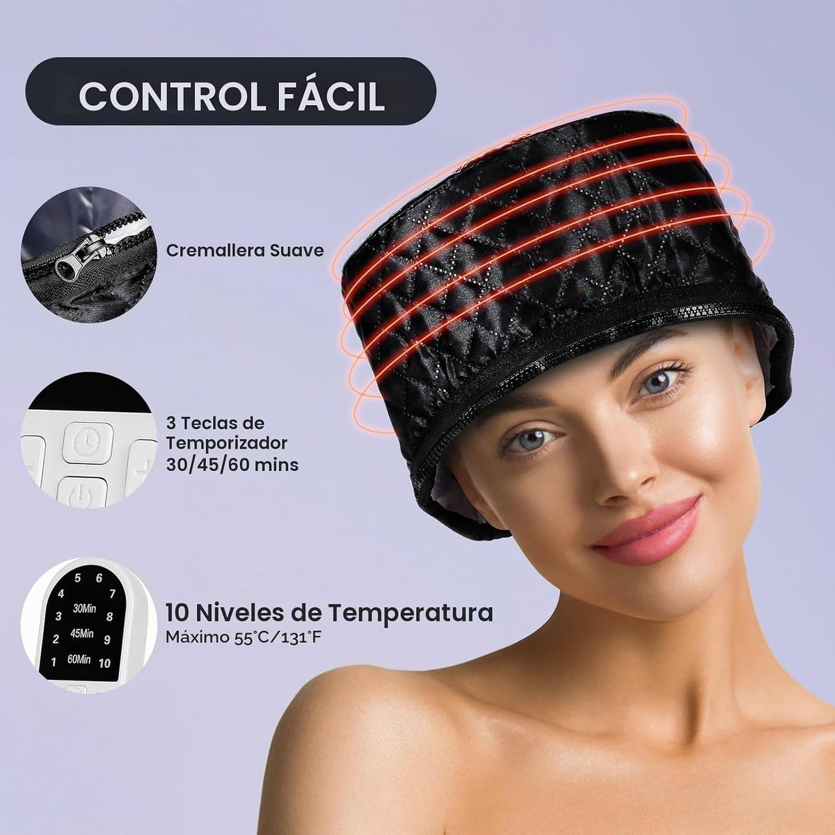 Tapa eléctrica del vapor del cabello, gorra de calefacción del somb...