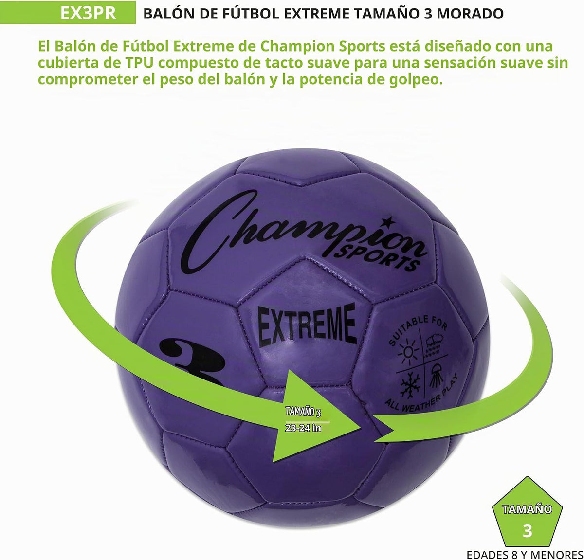 Champion Sports Extreme Series - Balón de fútbol \u2013 Tamaños 3,...