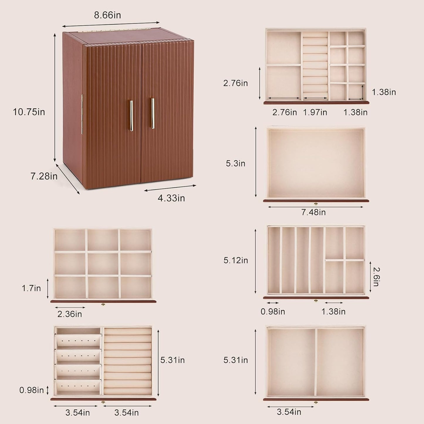 Dajasan Caja organizadora de joyas grande, cajas de joyería para mu...