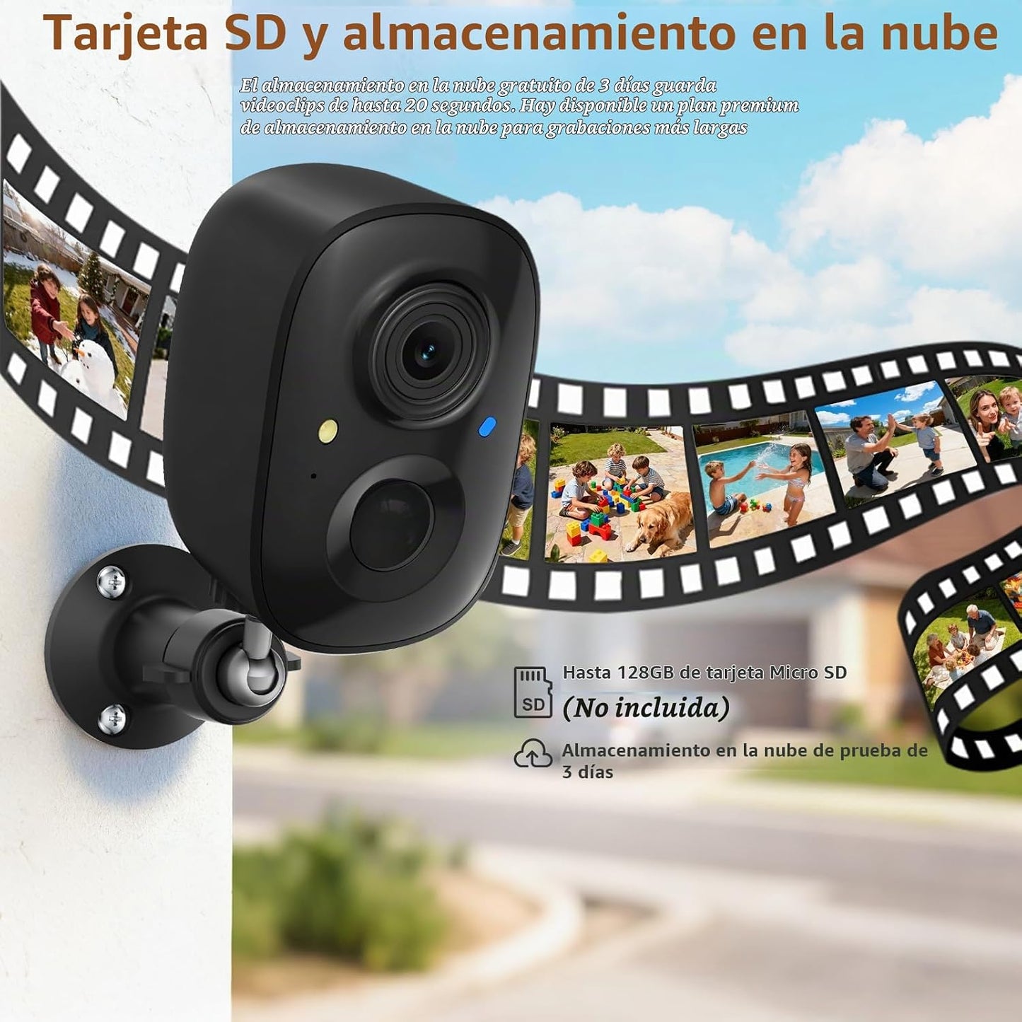 Cámara de seguridad 2K FHD inalámbrica para exteriores para segurid...