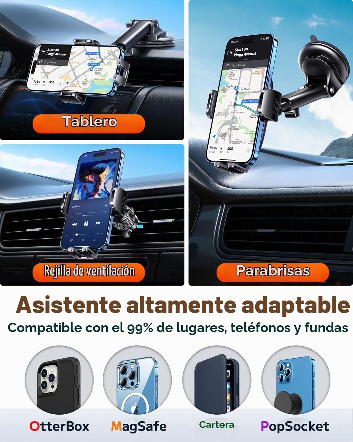 Qifutan Soporte de teléfono para automóvil, soporte de teléfono par...