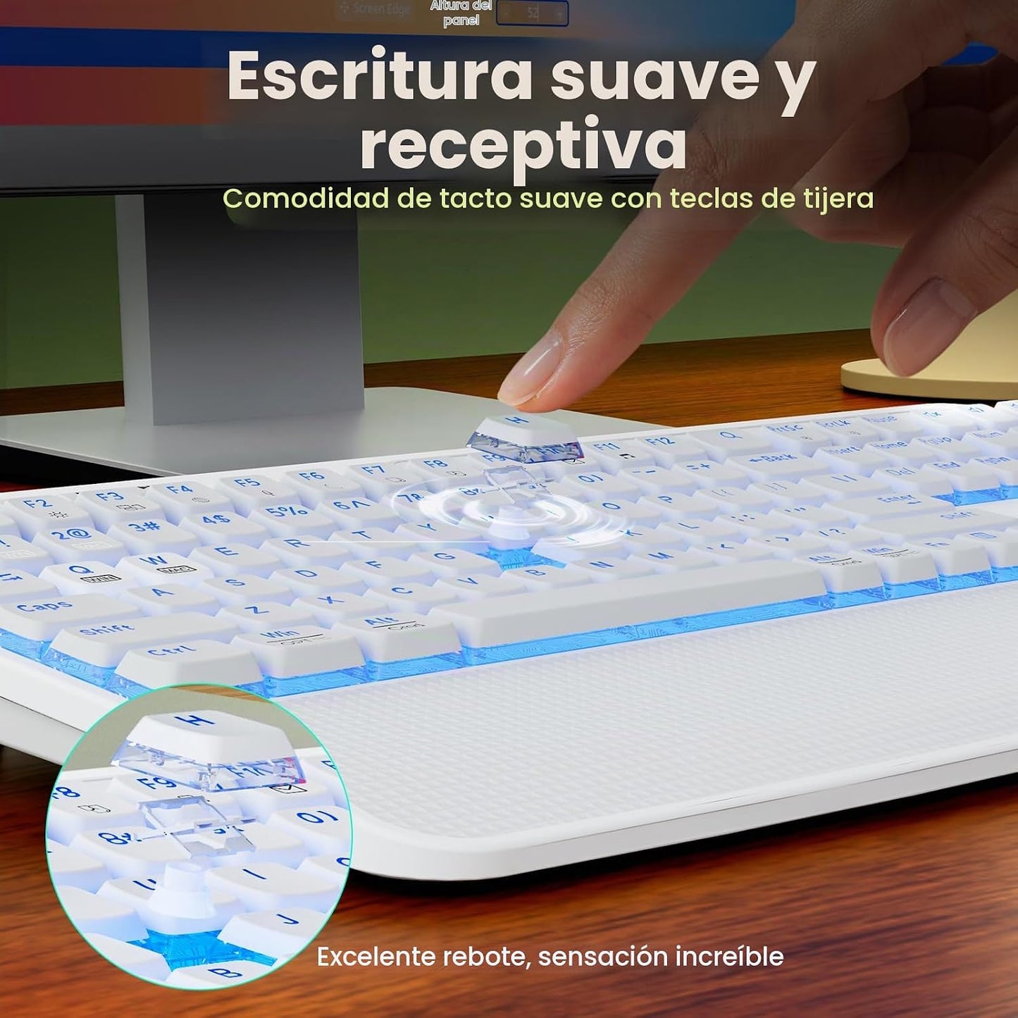 Combo inalámbrico de teclado y ratón blanco, conjunto de teclados y...