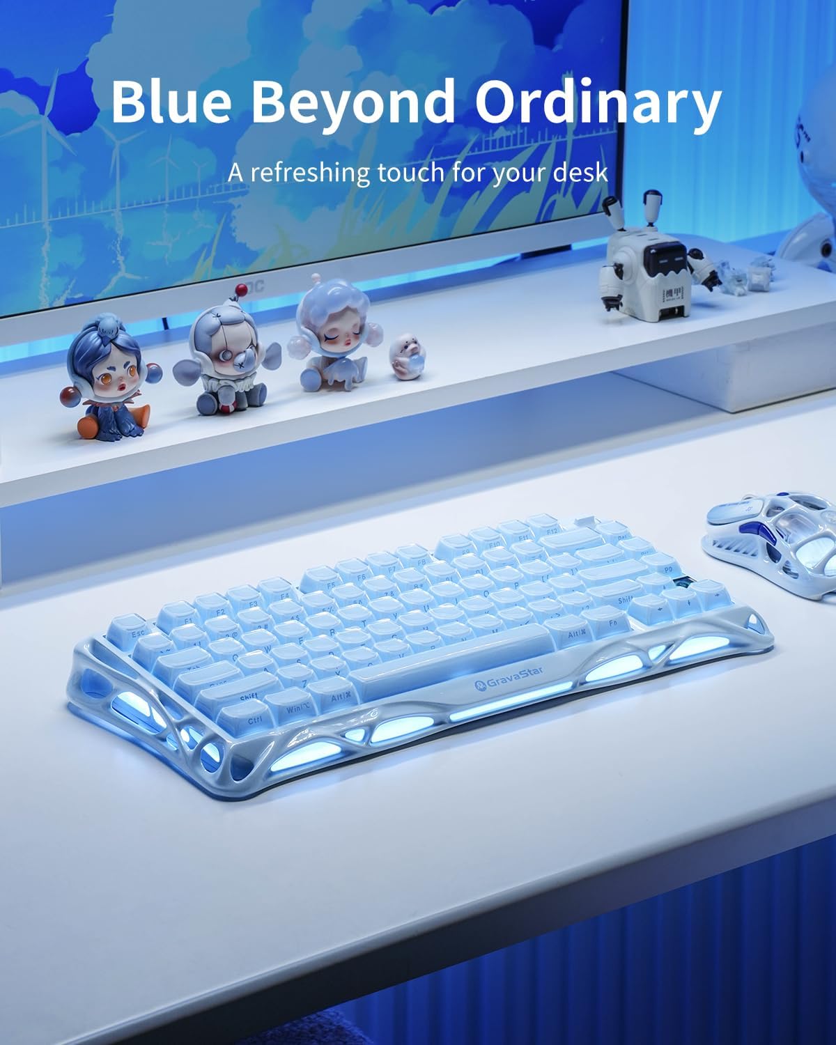 GravaStar Mercury K1 75% teclado para juegos azul, teclado mecánico...