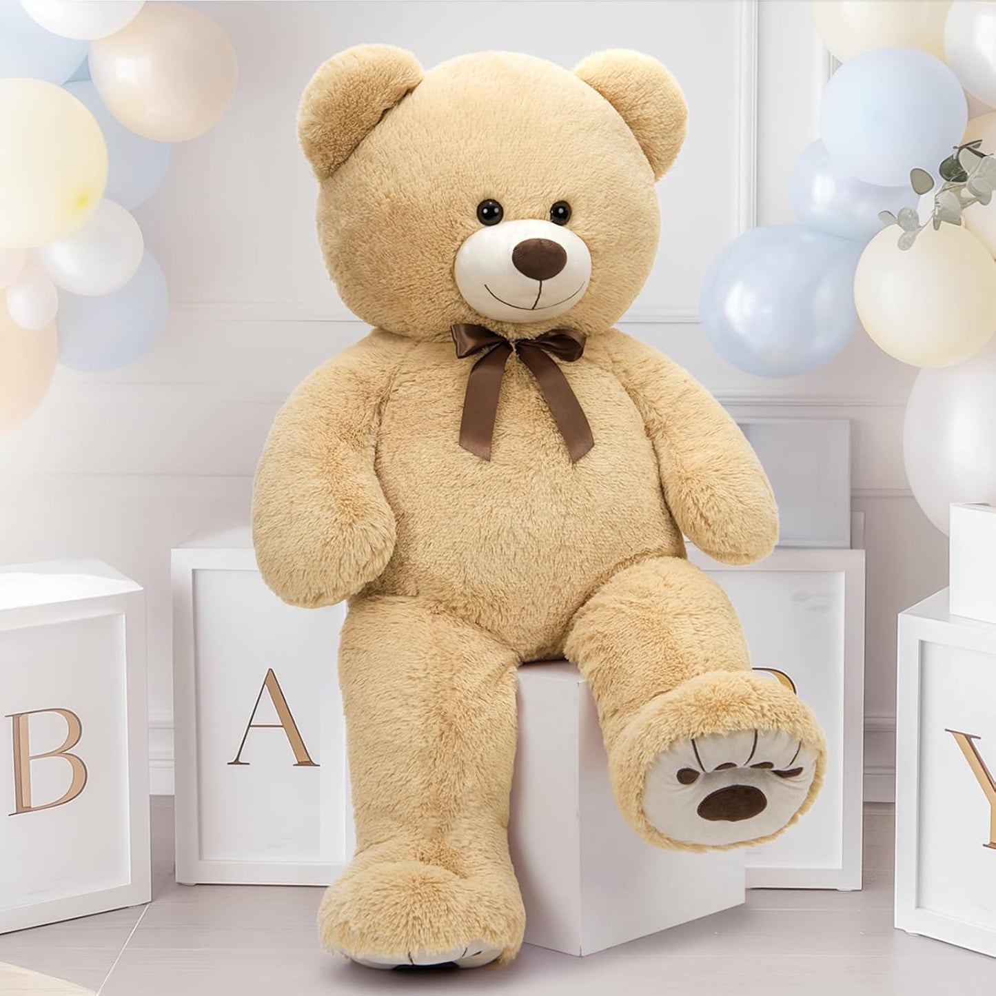 Tezituor Oso de Peluche Gigante Grande de 4 pies Color Crema, Anima...