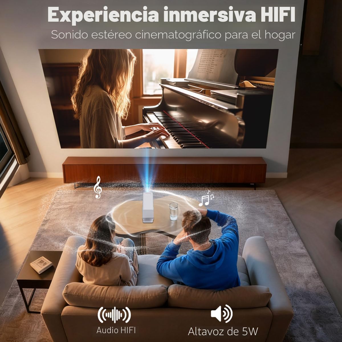 Mini proyector con Wifi y Bluetooth, proyector inteligente compatib...