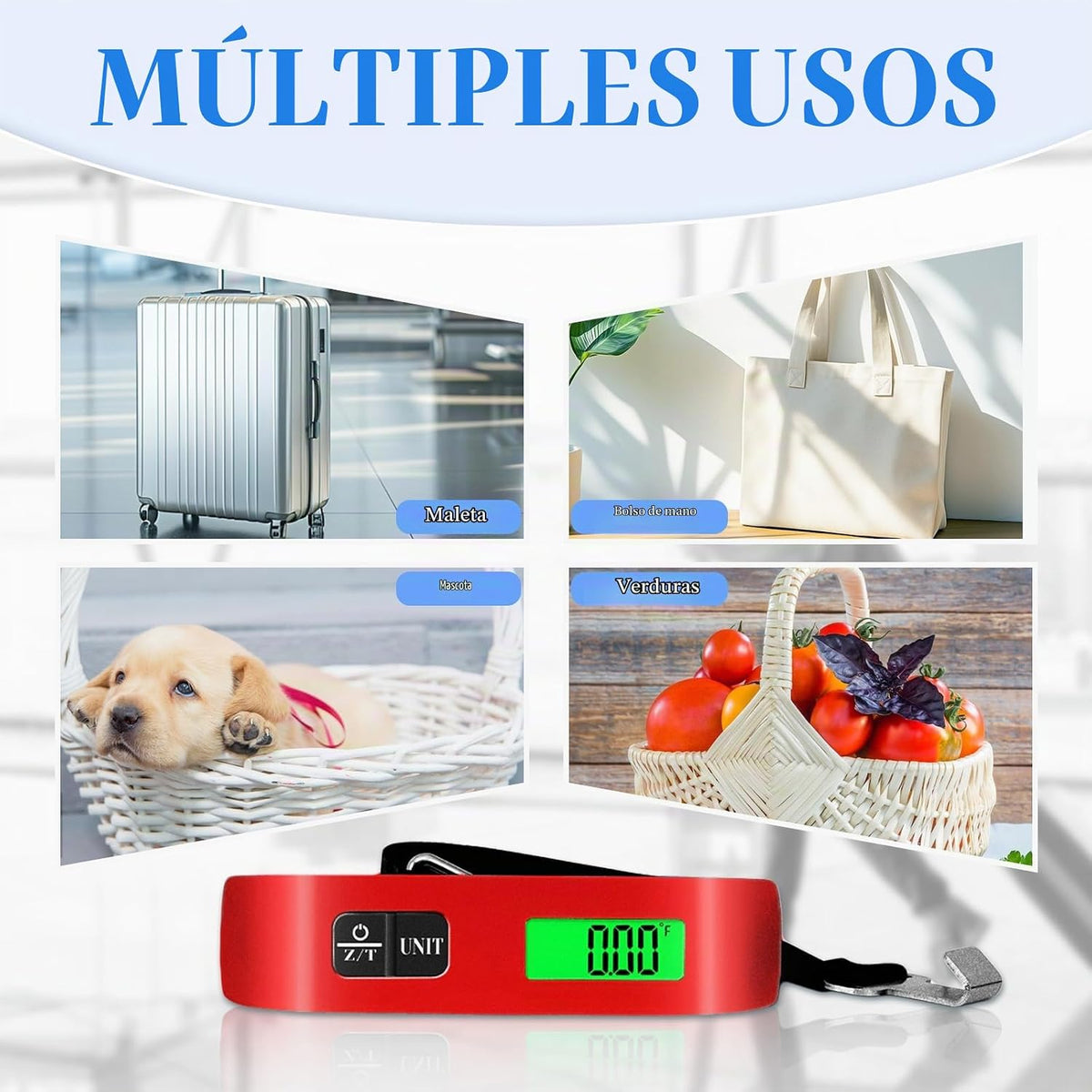 Báscula de equipaje, báscula de equipaje de 110 libras con funcione...