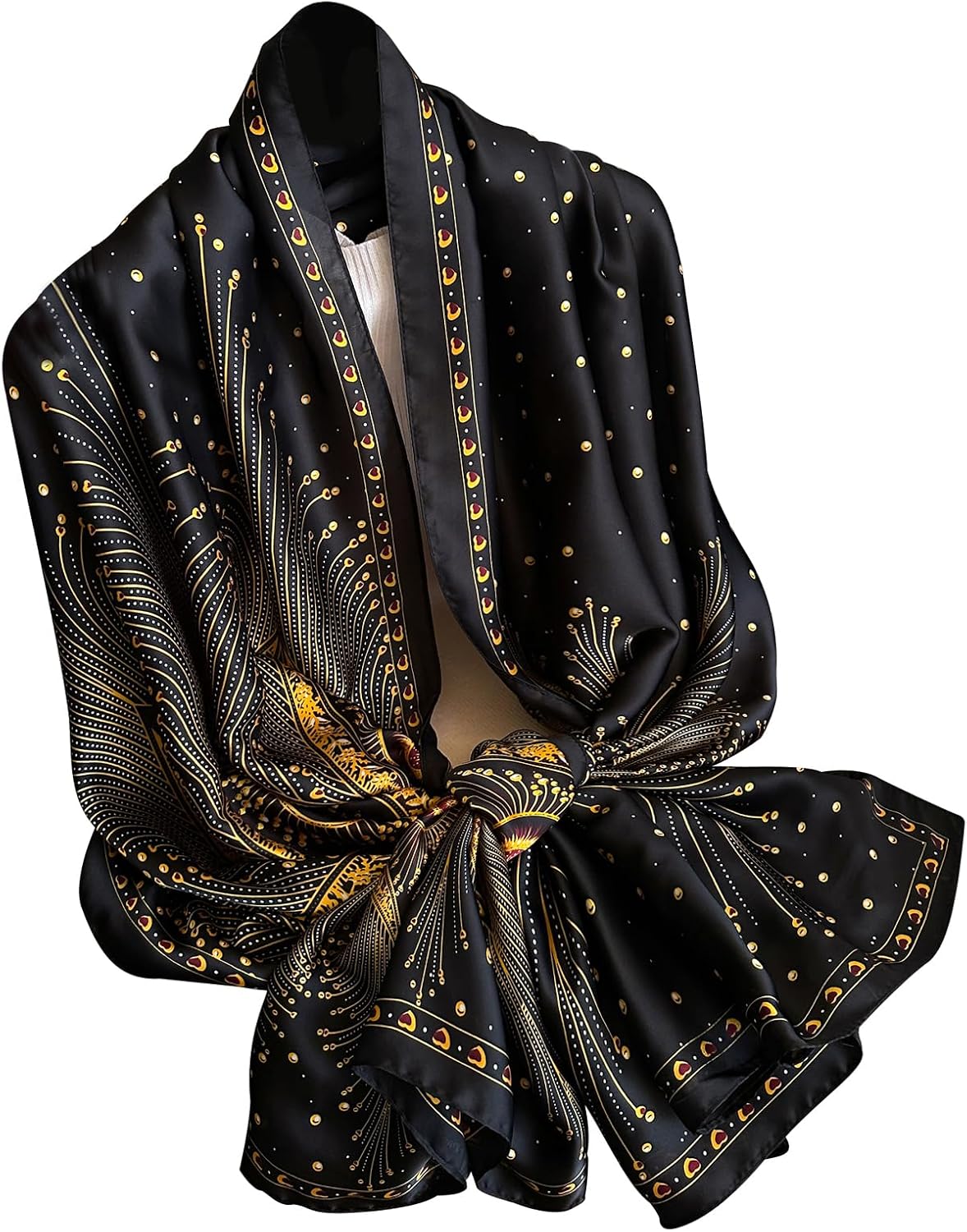 WaJuemy Elegante Bufanda de Seda para Mujer Ligera Floral Bufanda d...