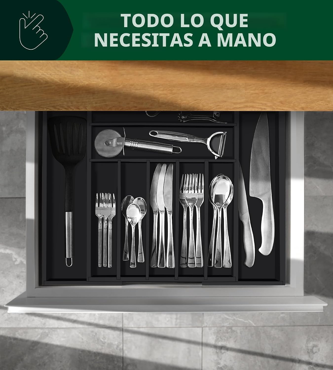ROYAL CRAFT WOOD Organizador de cajones de cocina de bambú de lujo,...