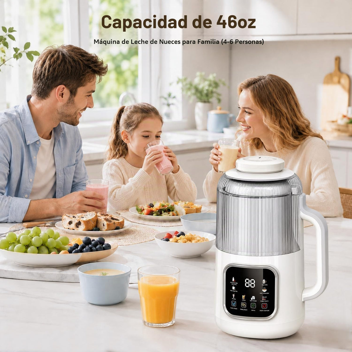 Flelano Máquina eléctrica de leche de nuez de 46 onzas, máquina de...