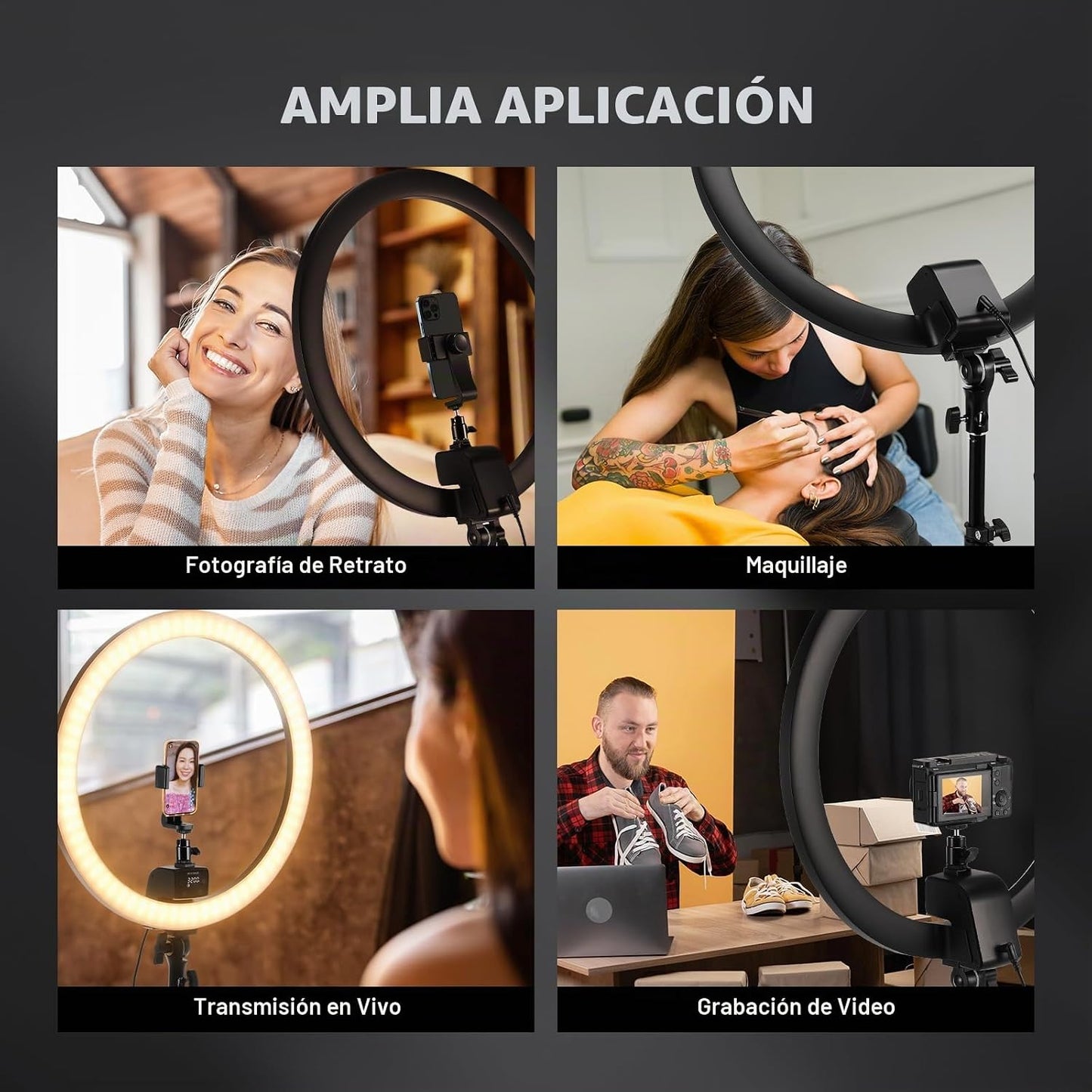 NEEWER Luz de Anillo LED Avanzada de 18 Pulgadas con Soporte de Trí...