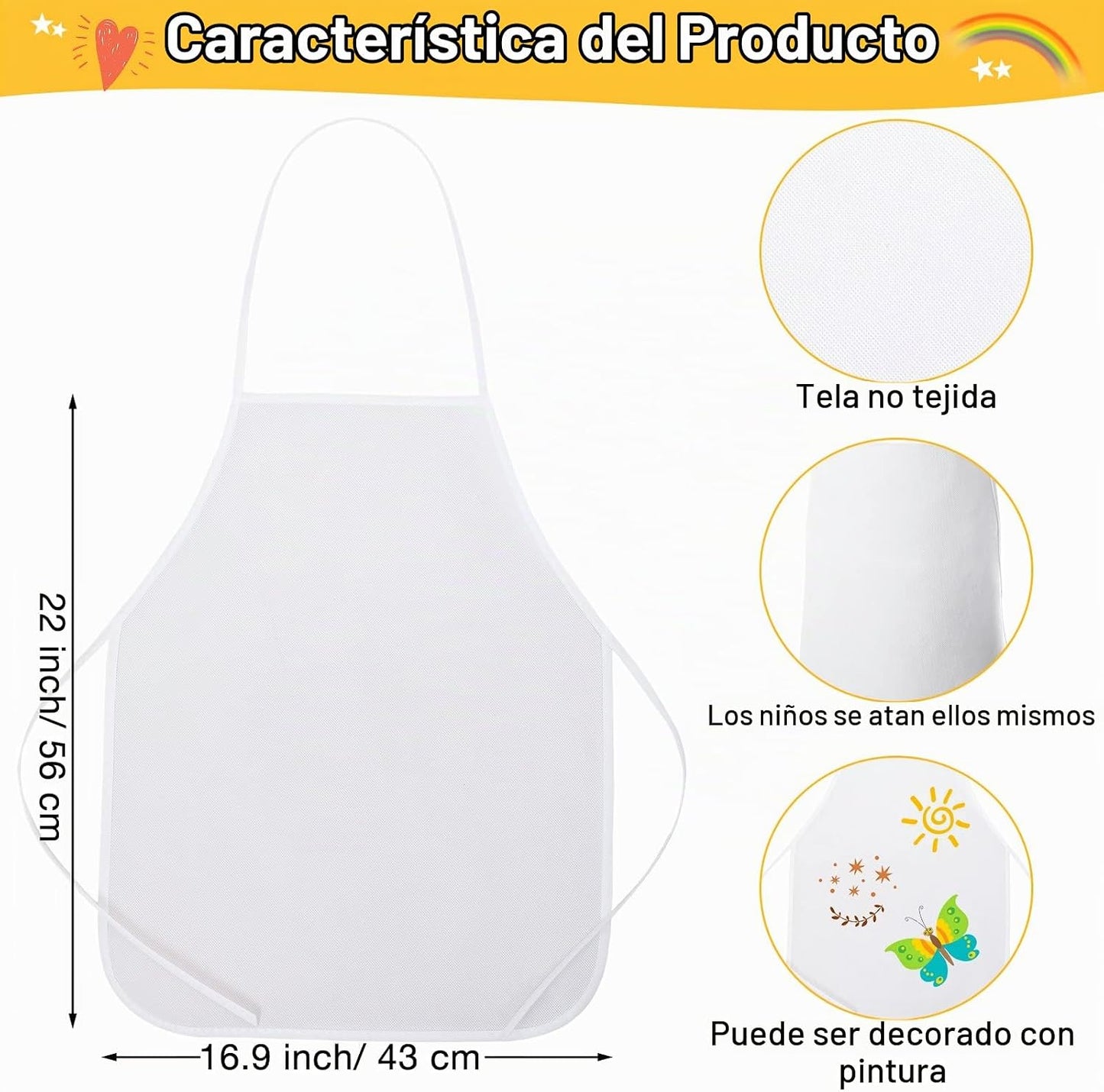 JaGely Juego de sombrero y delantal de chef para niños de 60 piezas...