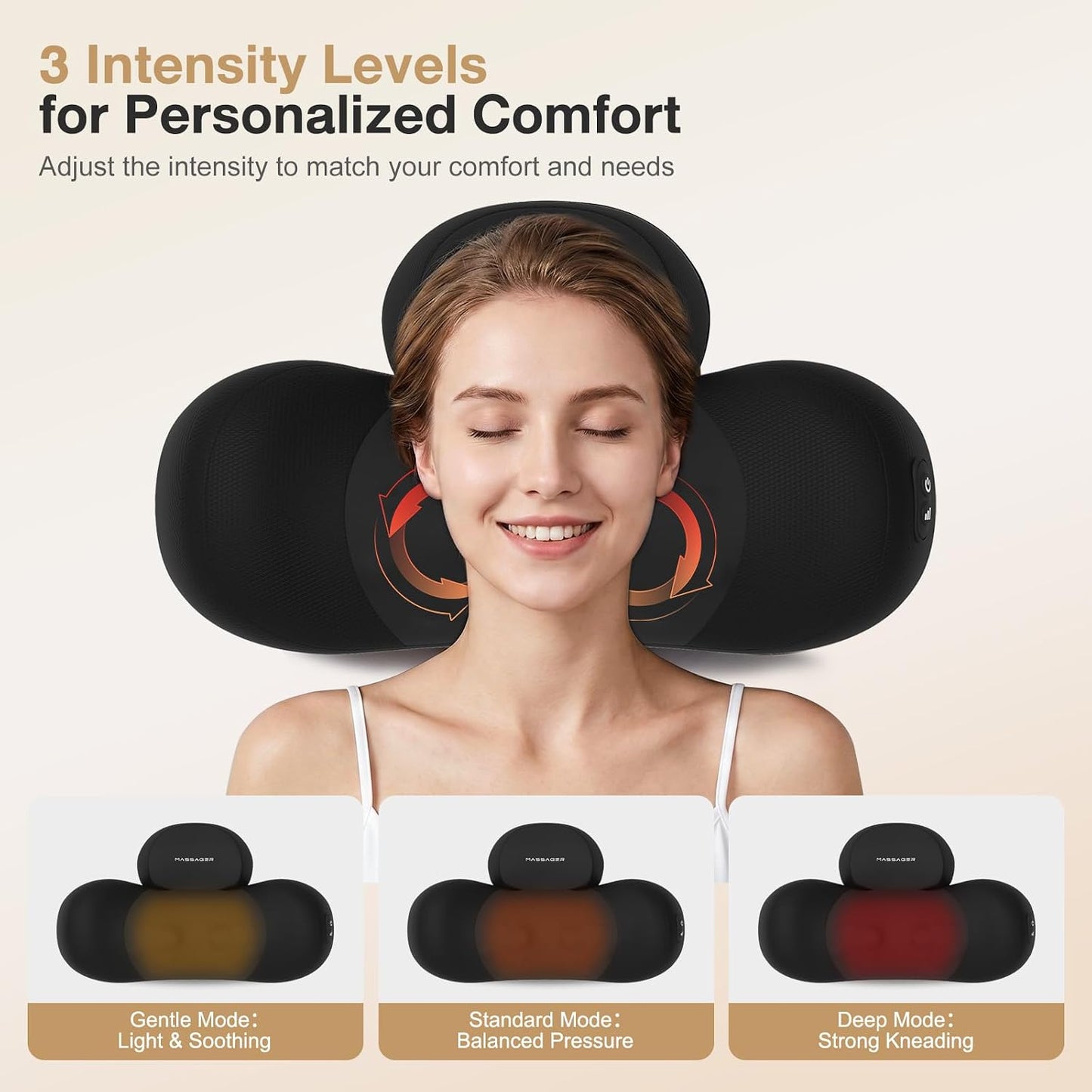 Masajeador de cuello Shiatsu 3 en 1 mejorado con calor para aliviar...