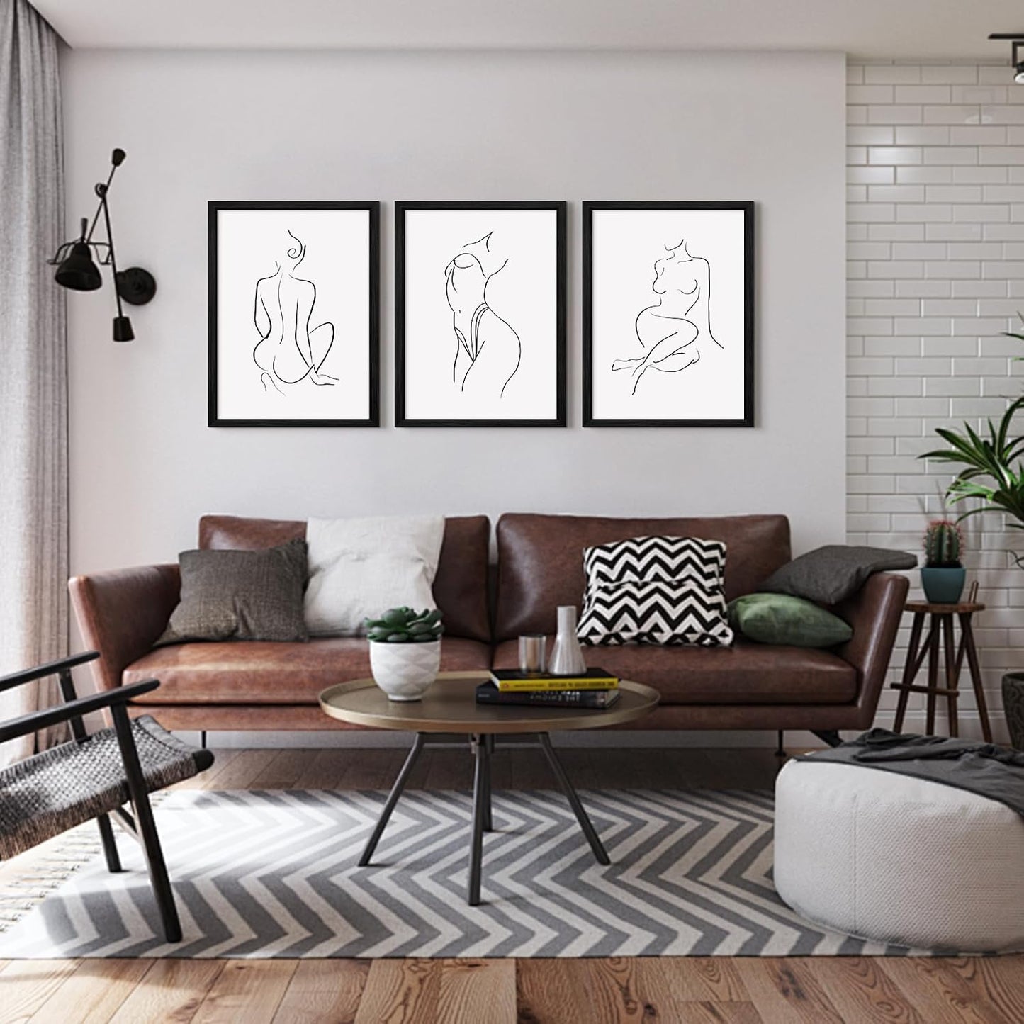 Arte de pared de línea minimalista con contorno de cuerpo de mujer,...