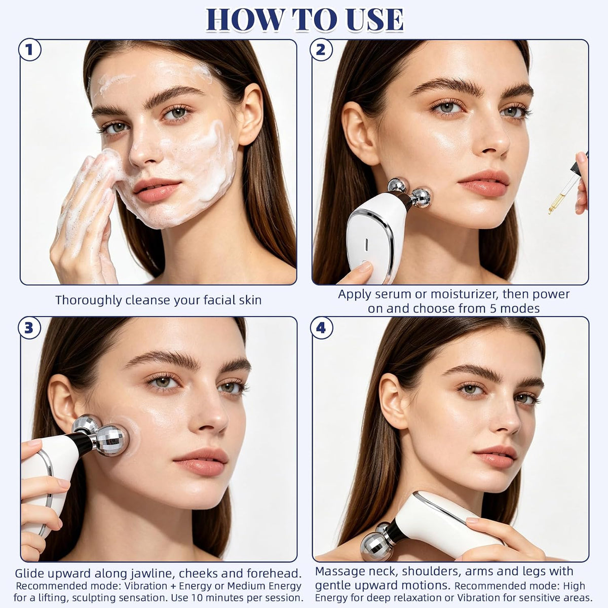 Masajeador facial eléctrico, herramienta de masaje para esculpir ro...