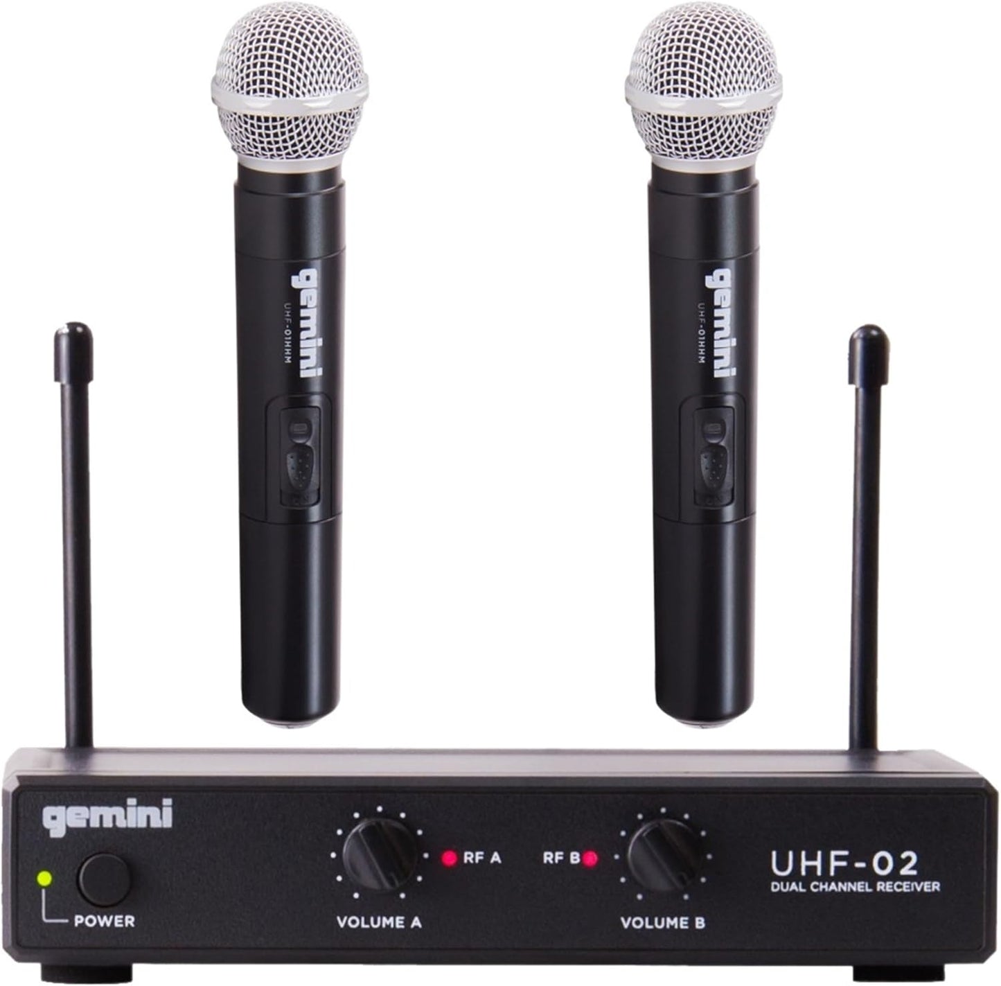 Gemini Sistema de micrófono de mano UHF de doble canal (UHF-02M-S12...