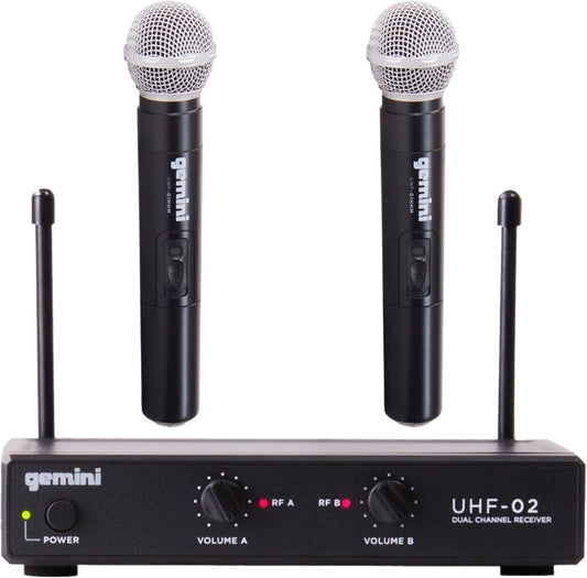 Gemini Sistema de micrófono de mano UHF de doble canal (UHF-02M-S12...