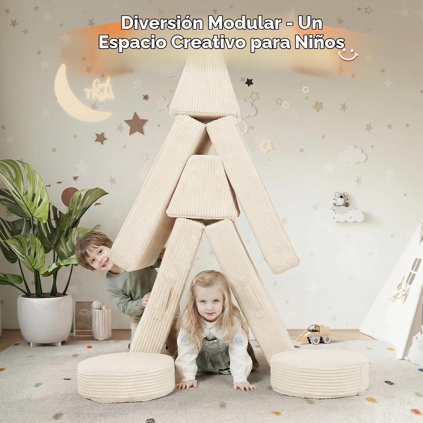 MeMoreCool - Sofá modular para niños, 8 piezas, color beige | Sofá...
