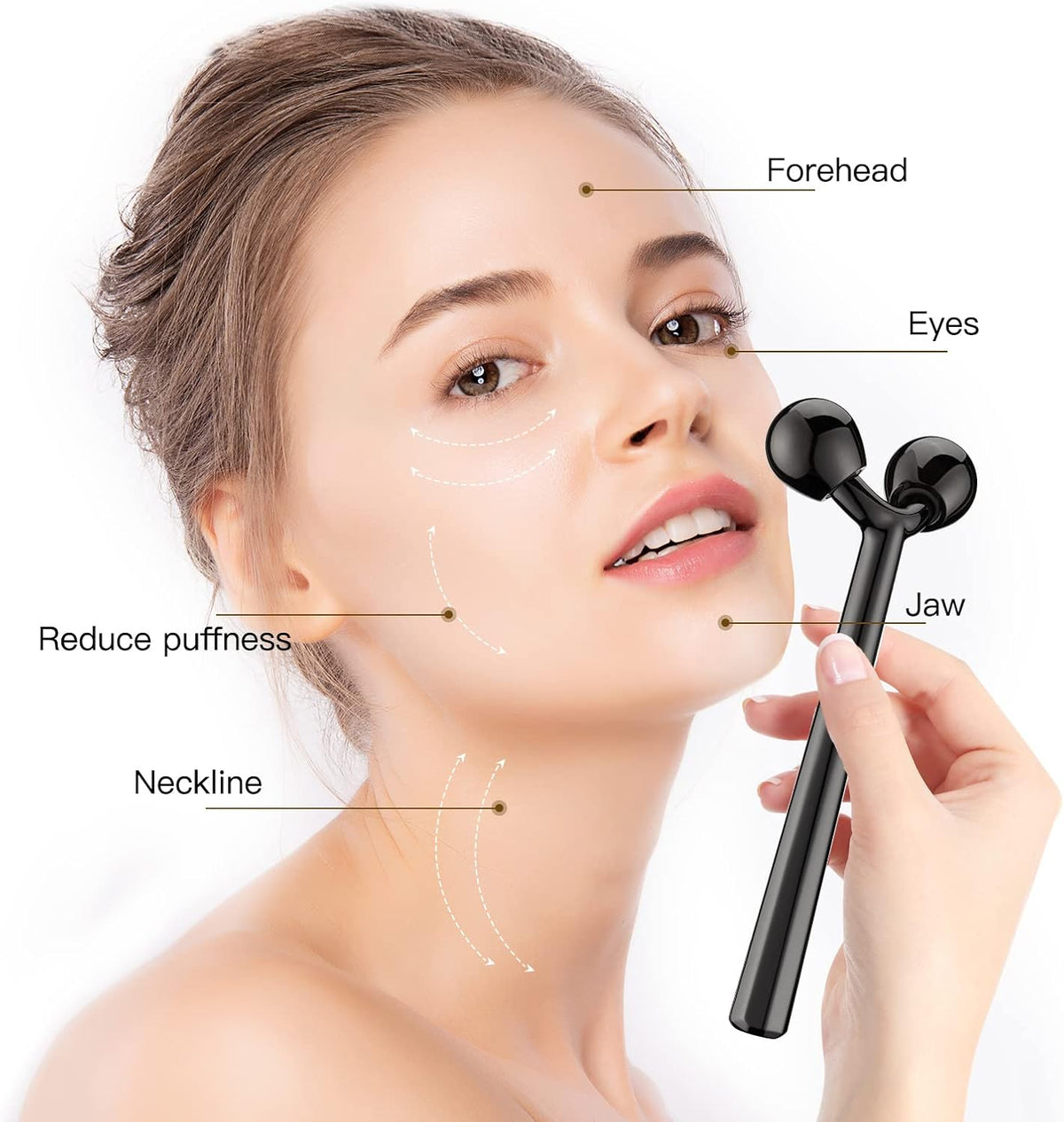 Tekson Rodillo facial, masajeador facial de metal, herramienta de m...