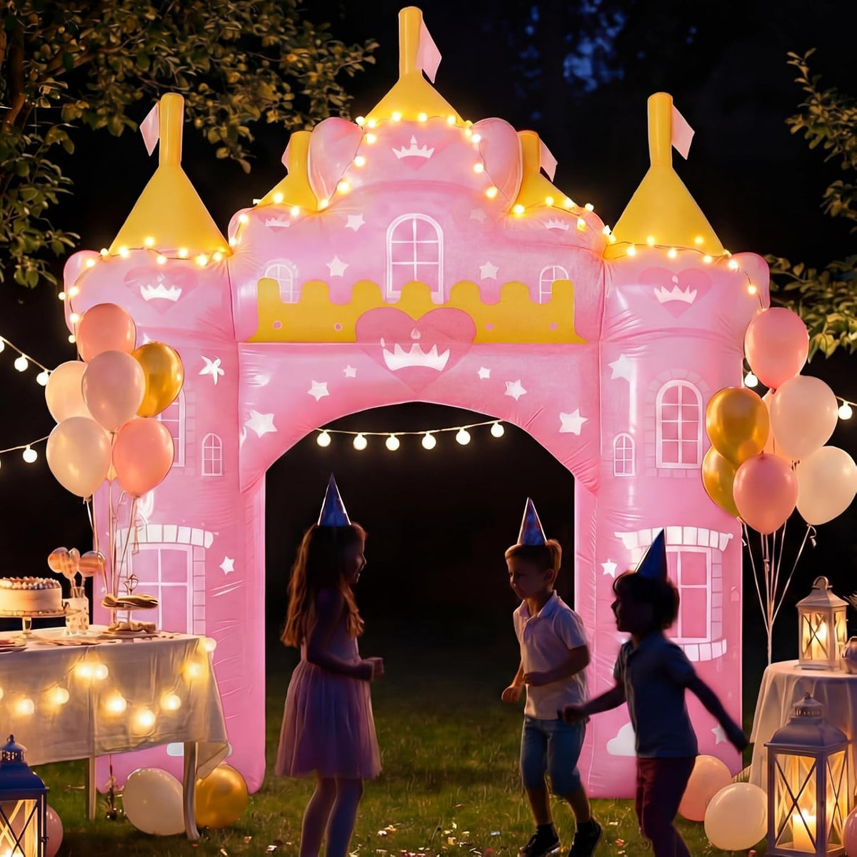 Crowye Arco inflable de princesa de 10 pies, decoración al aire lib...
