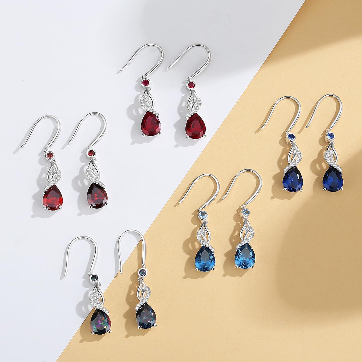FANCIME Pendientes colgantes con piedra natal de pera para mujer de...