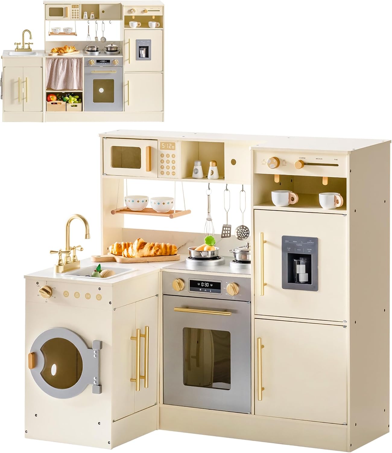 ROBOTIME Juego de cocina de madera para niños, juego de cocina de s...