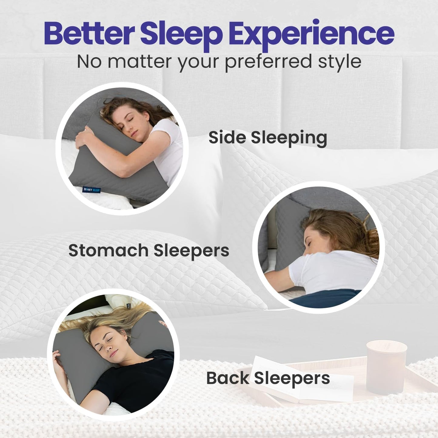Sidney Sleep Juego de 2 almohadas de cama tamaño Queen para persona...