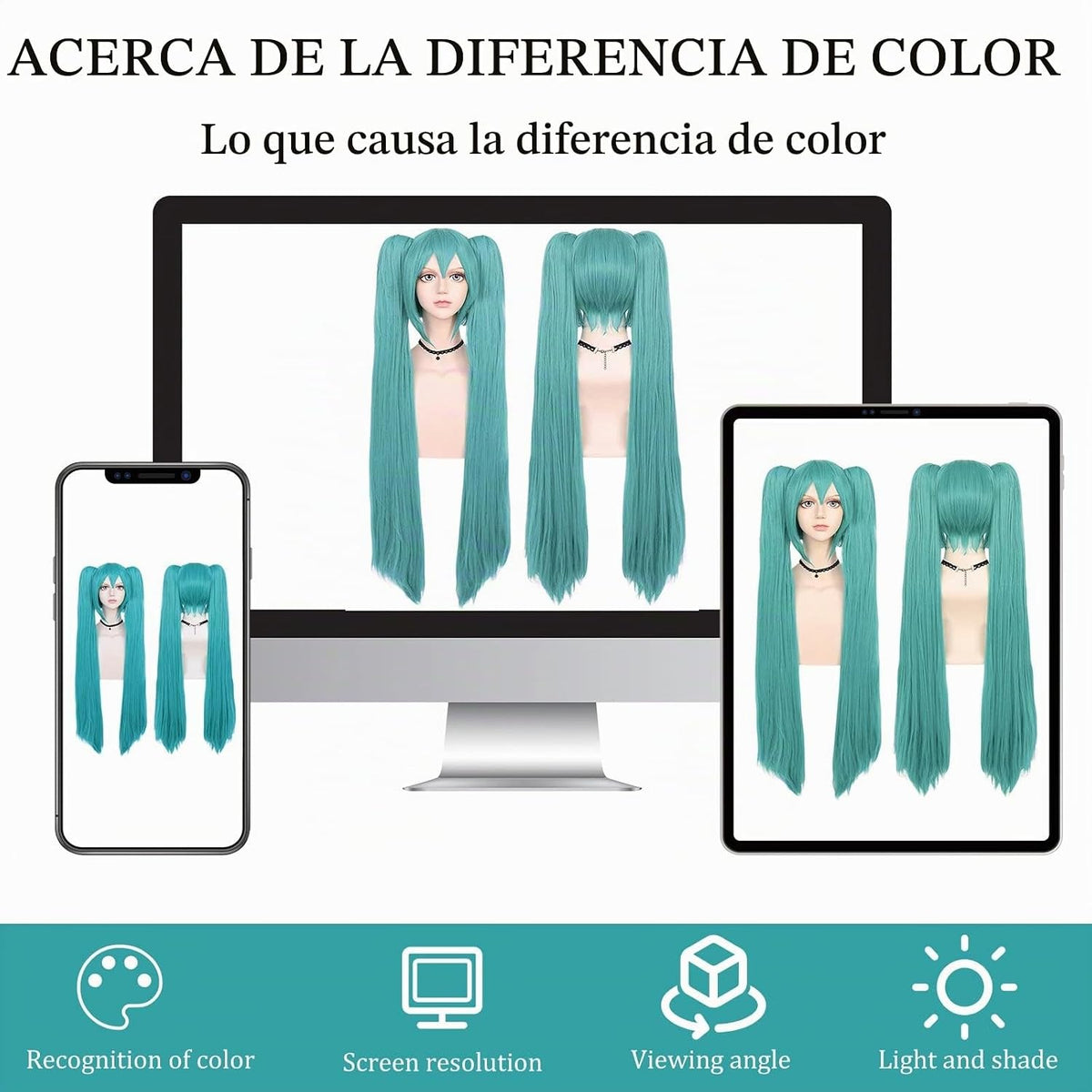 ANOGOL - Gorra de pelo + peluca verde de 48 pulgadas\/120 cm, peluc...