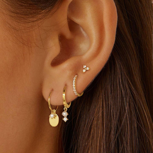 SELFROSE Aretes de oro para mujer, delicados aretes colgantes chapa...