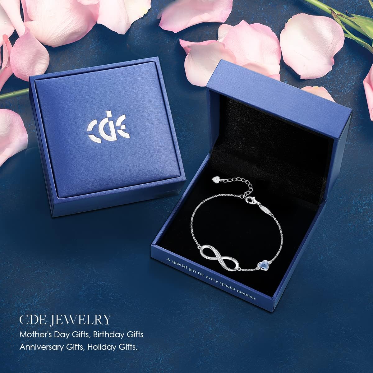 CDE Pulsera de plata de ley 925 con piedra natal infinita, regalo d...