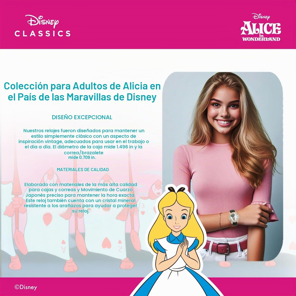Disney Reloj de cuarzo analógico deportivo casual para adultos