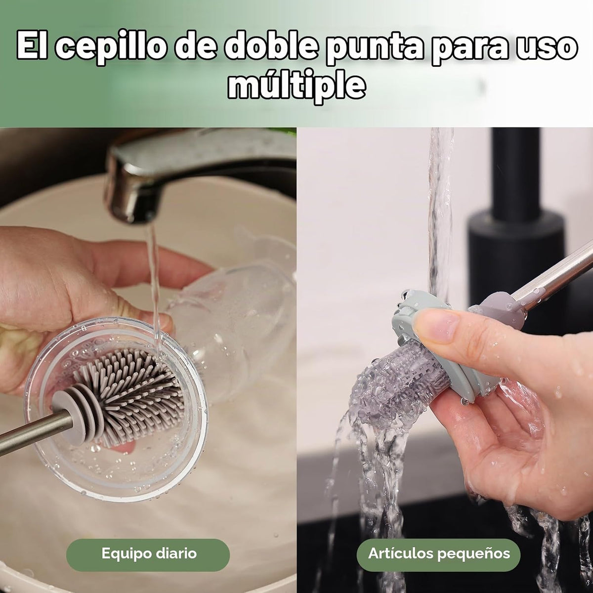 Haakaa Cepillo de silicona para biberones y hendiduras, SUVA gris,...