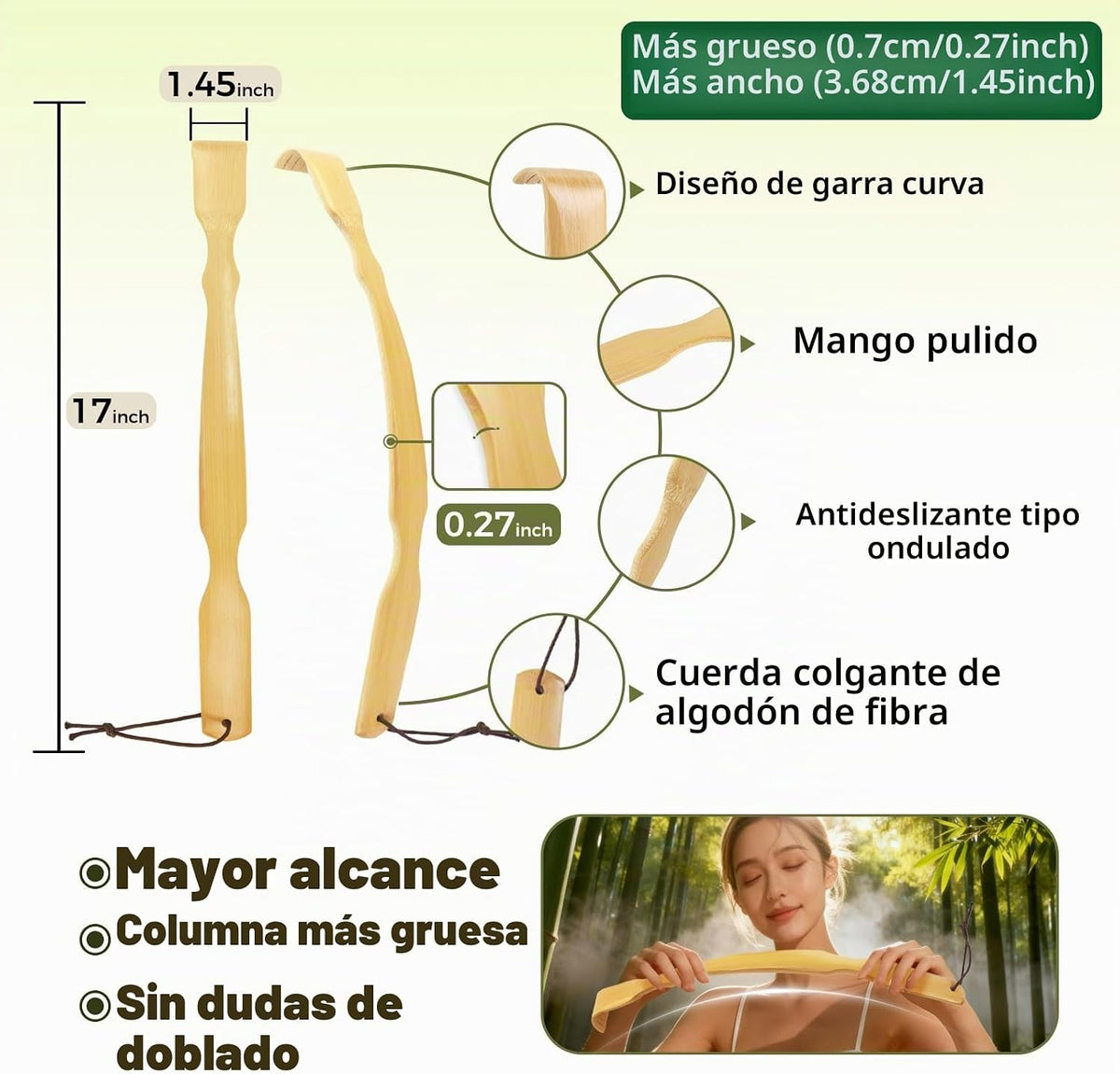 Renook 1 rascador de espalda, 17 pulgadas, fuerte y resistente, de...
