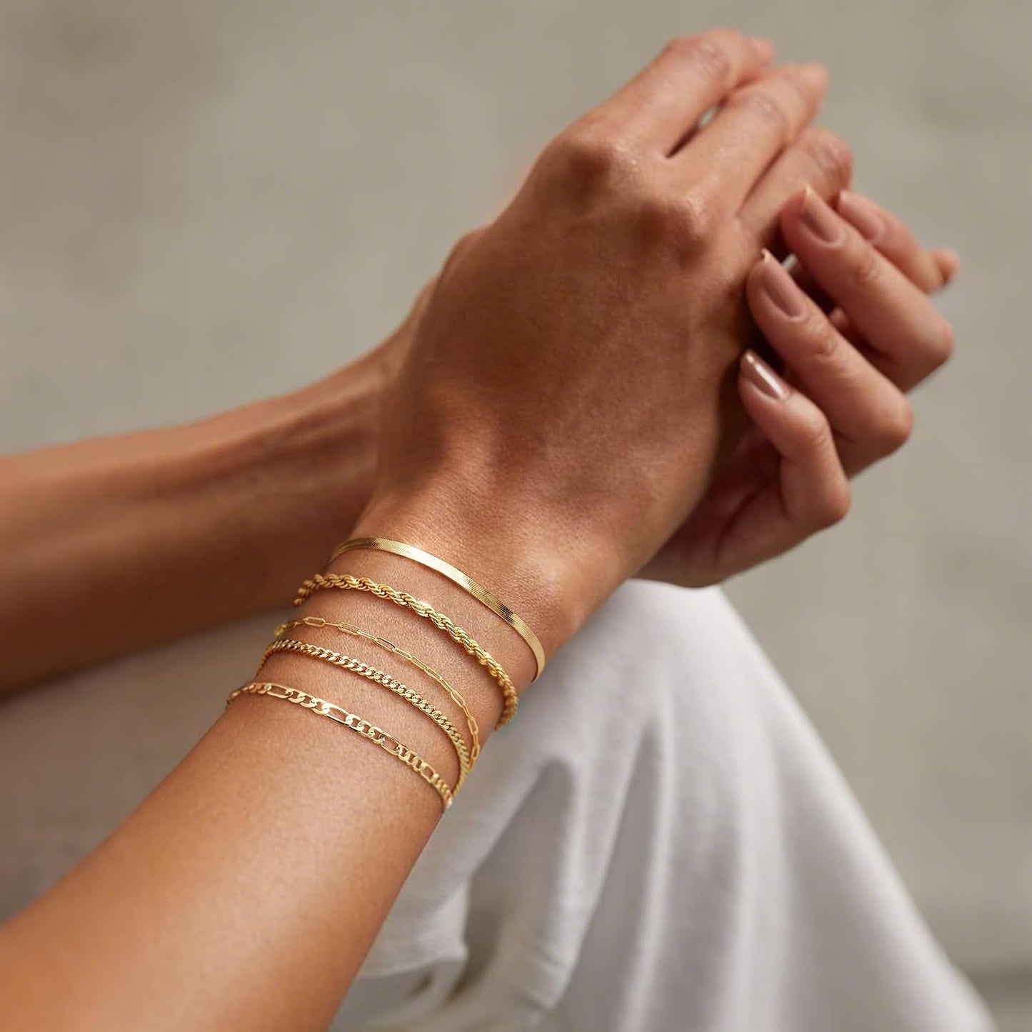 Krfy 5\/6 piezas pulseras chapadas en oro para mujeres modernas, ju...