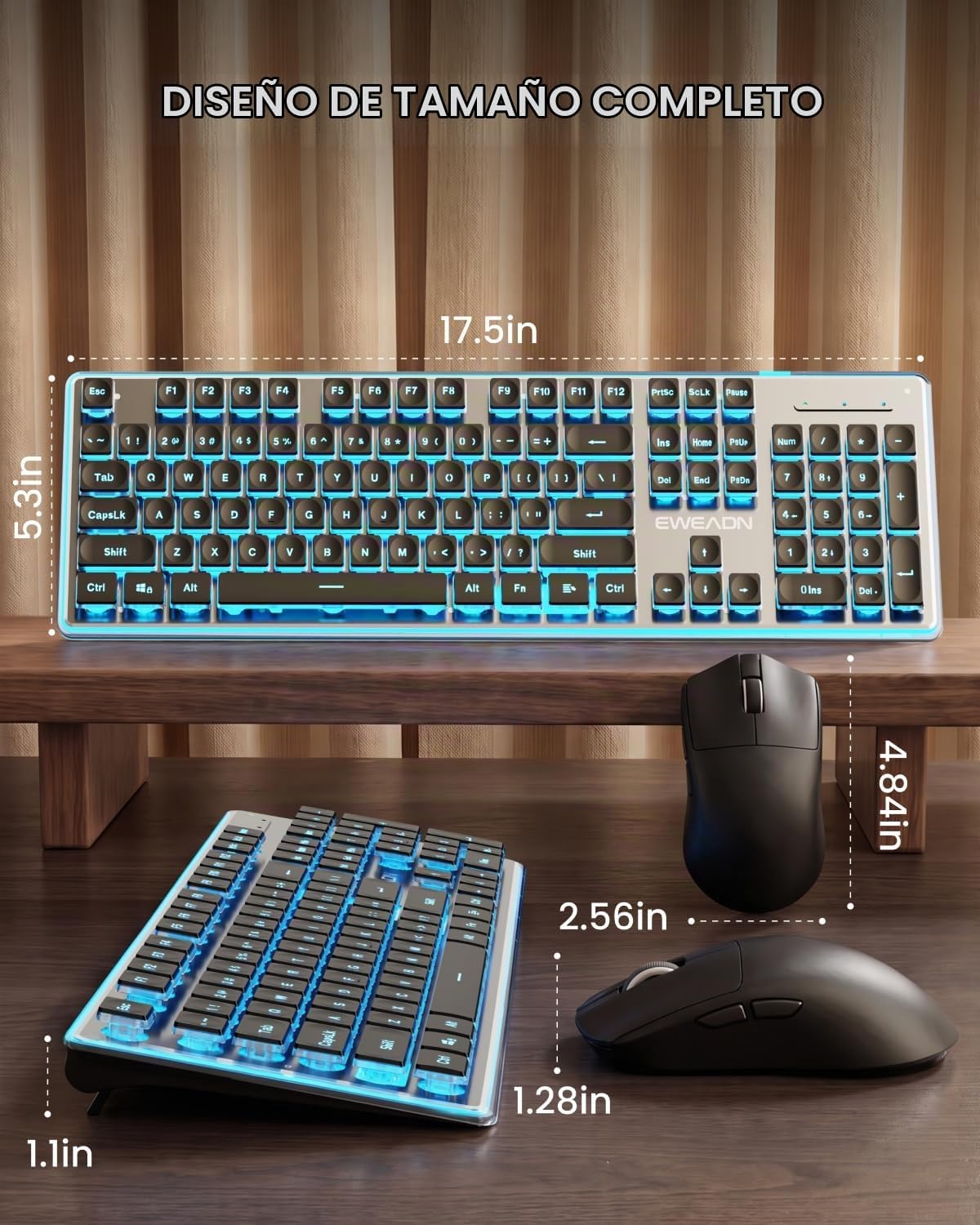 SEUNKWANG EWEADN V3 Combo de Teclado y Mouse Inalámbrico con Retroi...