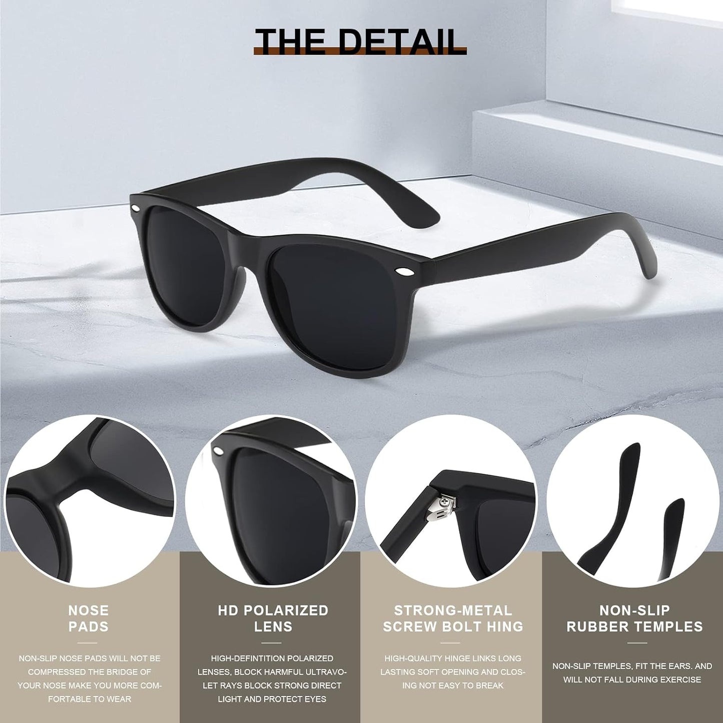 DEMIKOS Gafas de sol polarizadas para hombre y mujer, lentes de esp...