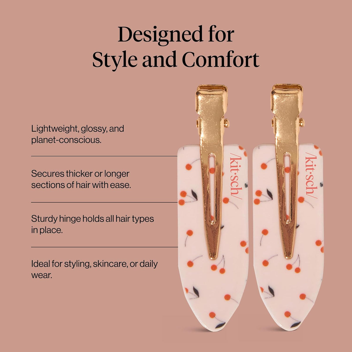 Kitsch Pinzas para el cabello sin arrugas para mujer, estampado de...