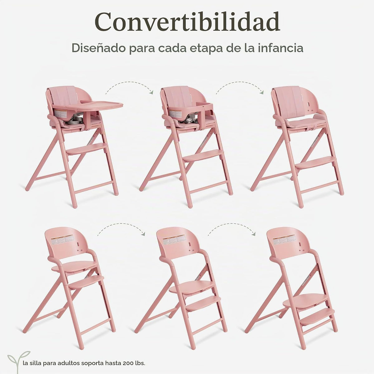 Evolur Step and Savor - Silla alta convertible de madera para bebé,...