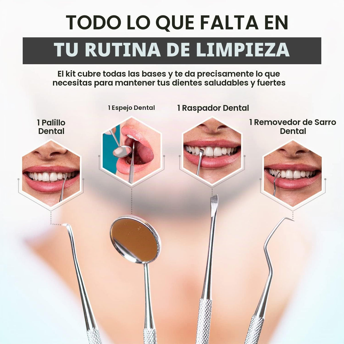 Kit de higiene dental: set de remoción de placa y sarro - raspador...
