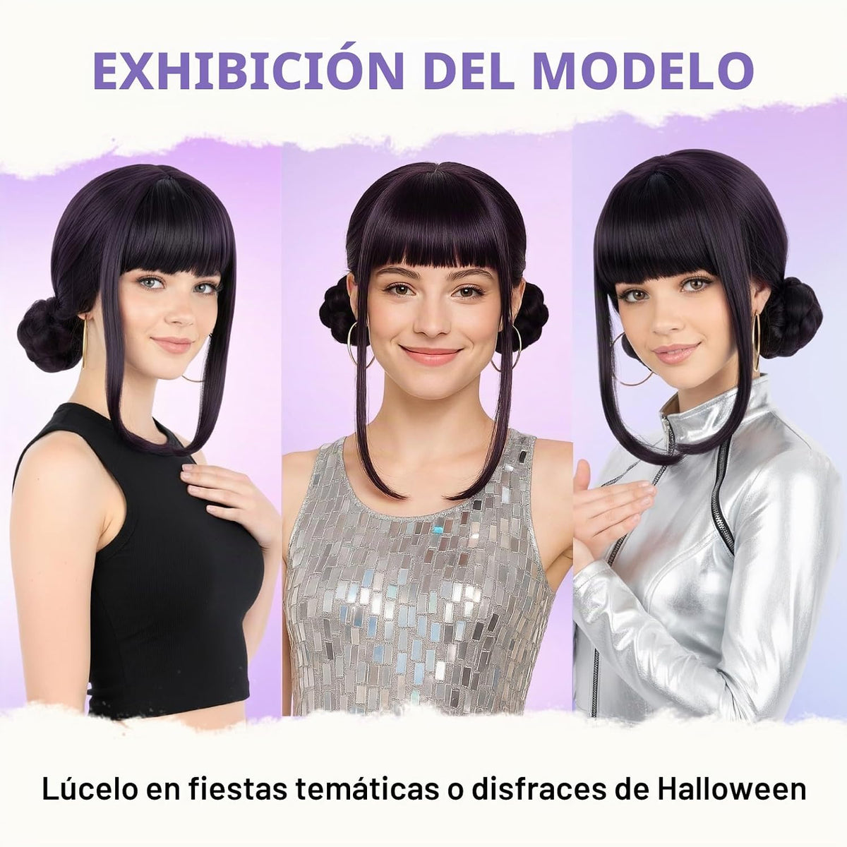 PUREHAIR Peluca corta de disfraz de anime para mujer, fibra de seda...
