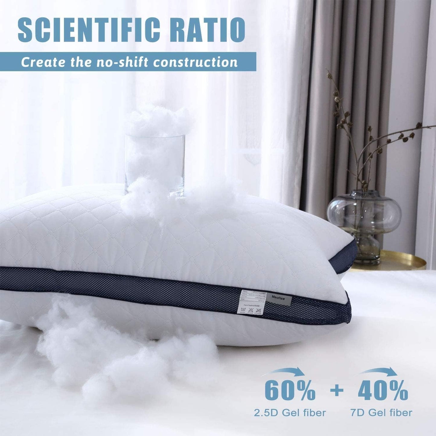 Meoflaw Almohadas para dormir (paquete de 6), almohadas de hotel de...