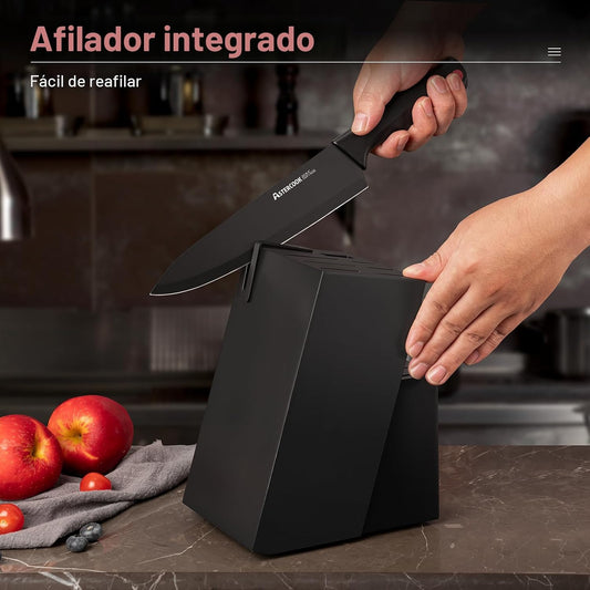 Astercook - Juego de cuchillos de 15 piezas para cocina con bloque,...